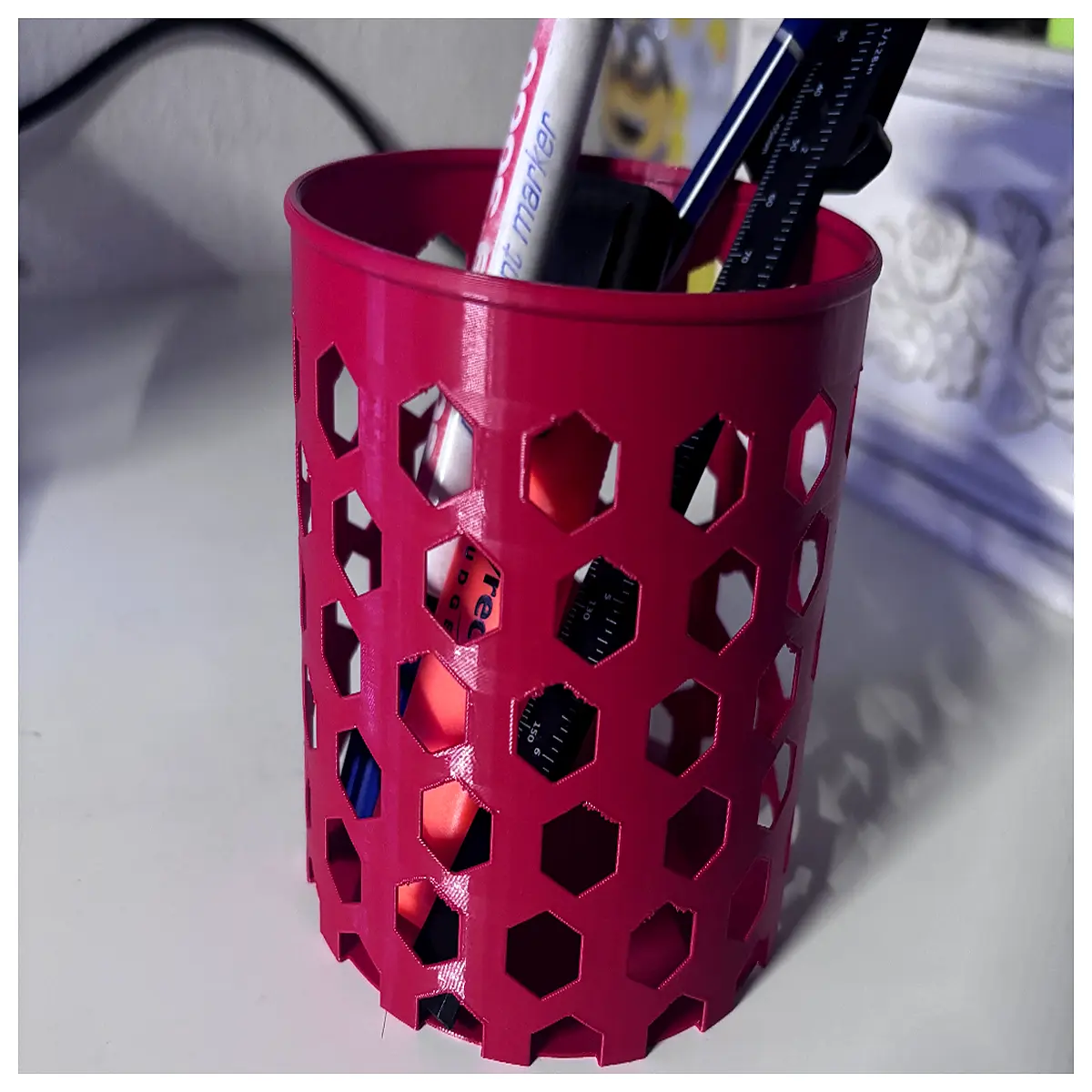 desk organizer pen holder with compartments for office supplies storage