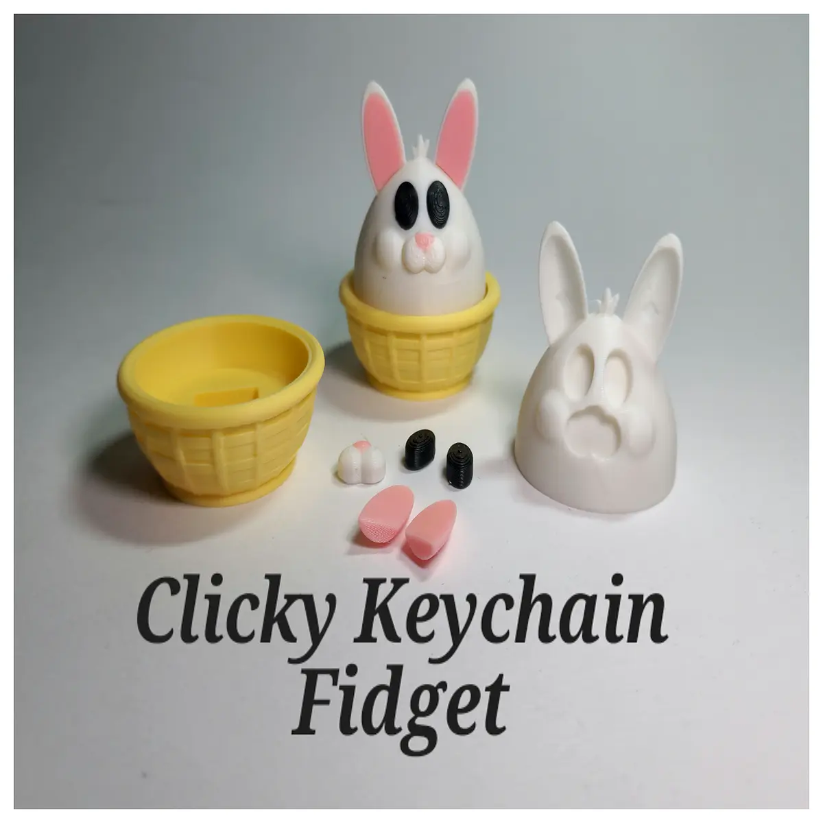 cute bunny rabbit keychain with loud click sound funny animal bag charm key ring for women girls kawaii gift idea