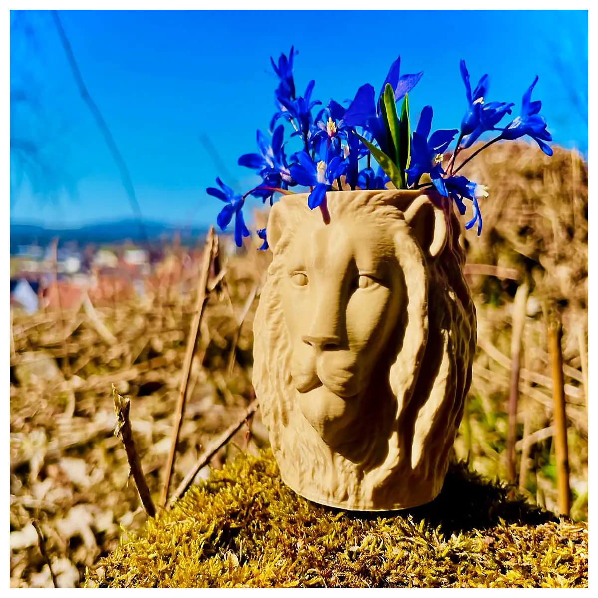 Lion Vase Planter Decorative Figurine Realistic Lion Home Living Room Decoration Creative Vase Pot