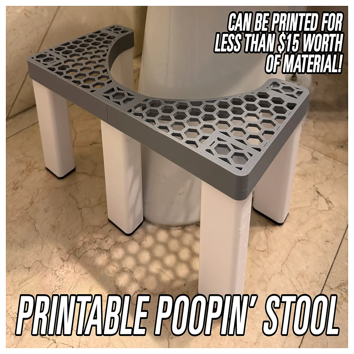 Printable Toilet Stool Portable Toilet Accessory Bathroom Seat Support WC Aid Easy Sitting Hygiene Aid
