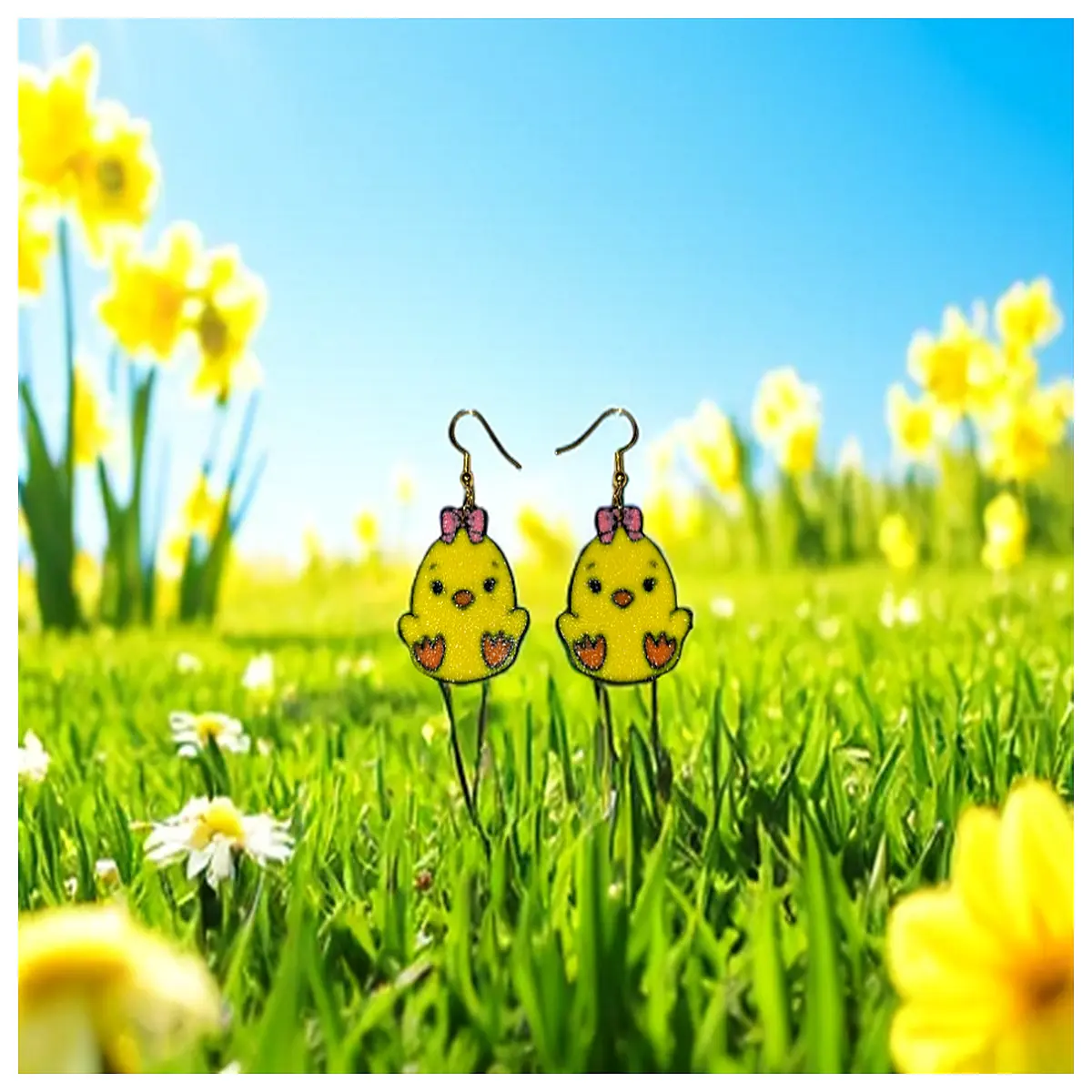 cute baby chick earrings for women yellow gold chicken stud earrings kawaii animal jewelry girls