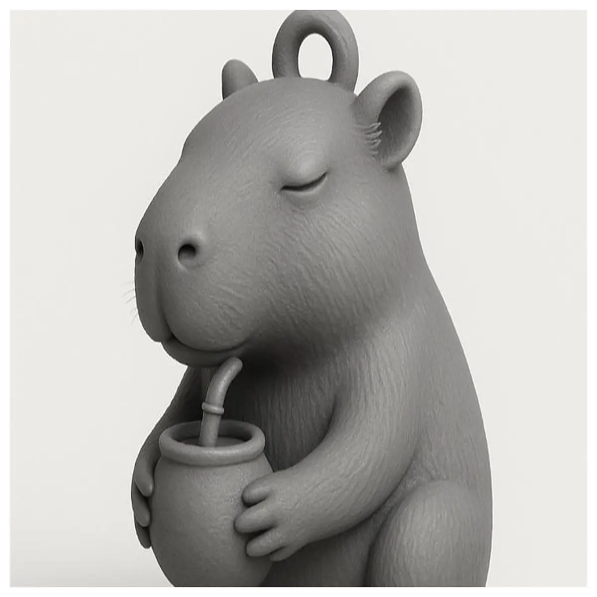 Capybara Keychain Adorable Capybara Drinking Mate Tea Capybara Gift Capybara Merchandise Capybara Collectible