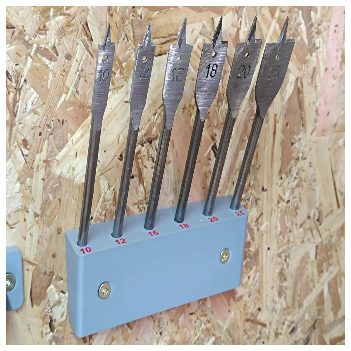 wooden spoon rest holder with drill bit organizer rack for workshop storage