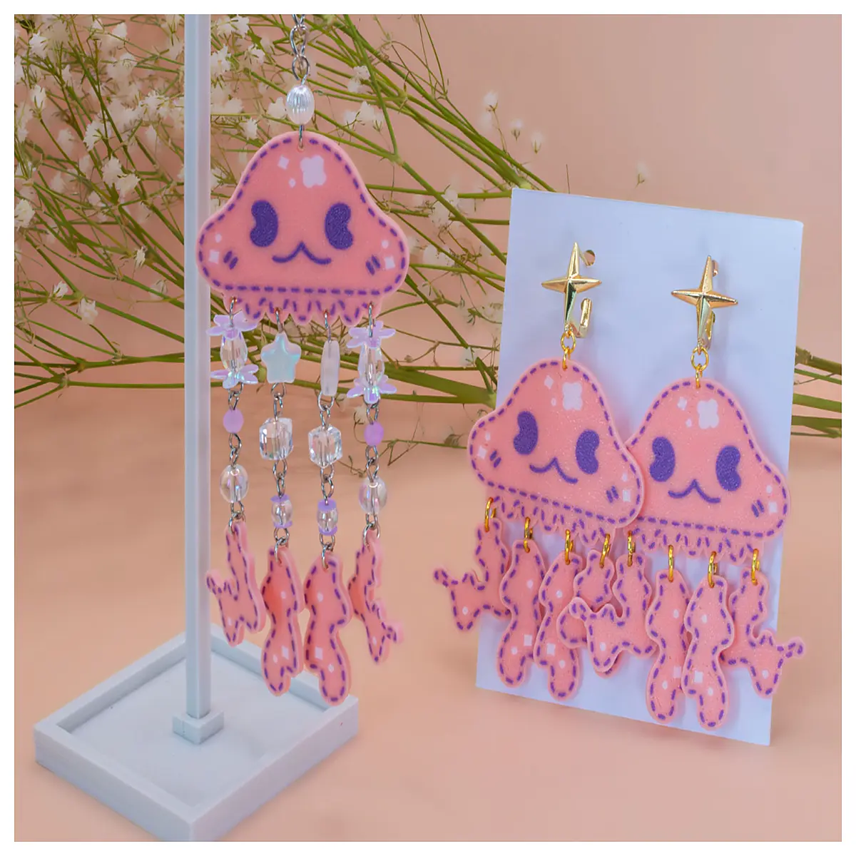 Jellyfish Earrings Cute Design Decoration Beach Vacation Girls Gift Trendy Earrings Gradient Design