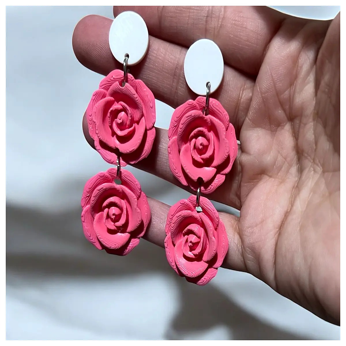 Rose Drop Earrings Long Length Elegant Women s Earrings Fashion Jewelry Her Romantic Gift