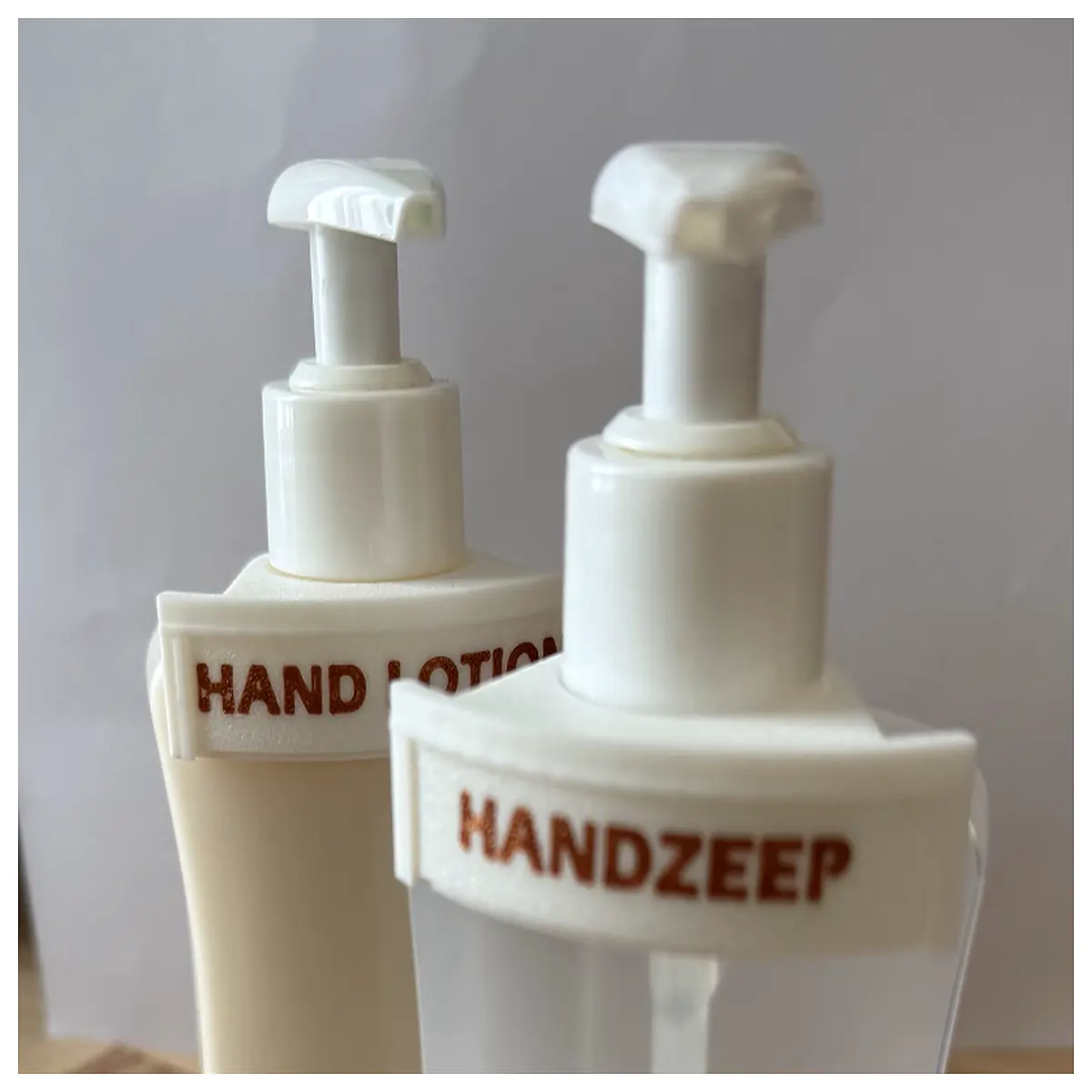 soap dispenser label holder organizer for bathroom counter storage