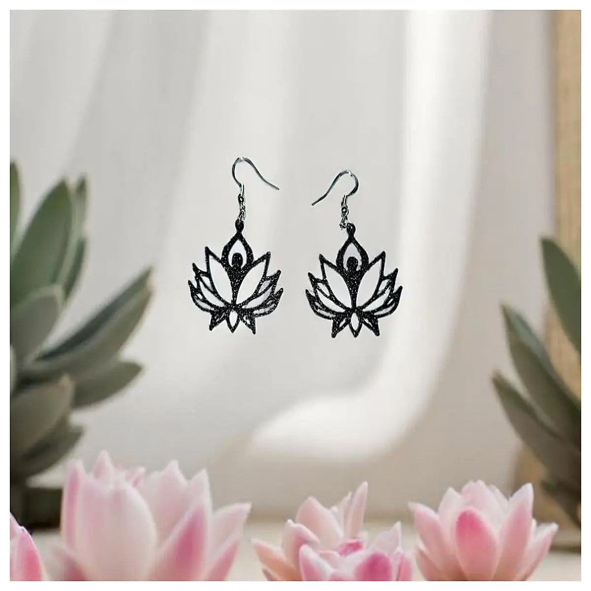 flower yoga earrings spiritual chakra jewelry for meditation boho stud earrings for women zen mindfulness accessories