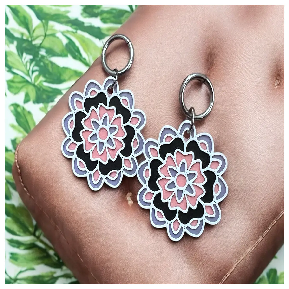 boho mandala earrings for women large hoop jewelry ethnic tribal dangle studs hippie festival accessories spiritual healing crystal drop ear