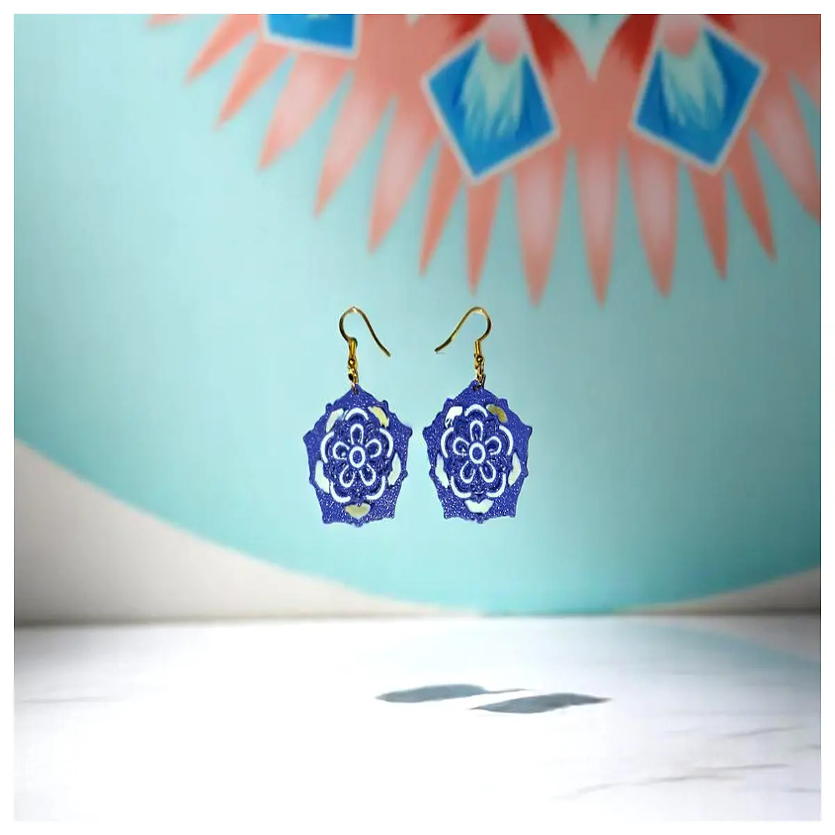 Pentagram Mandala Earrings Van Gogh Style Religious Jewelry Yoga Energy Mandala Earring Decoration Accessory