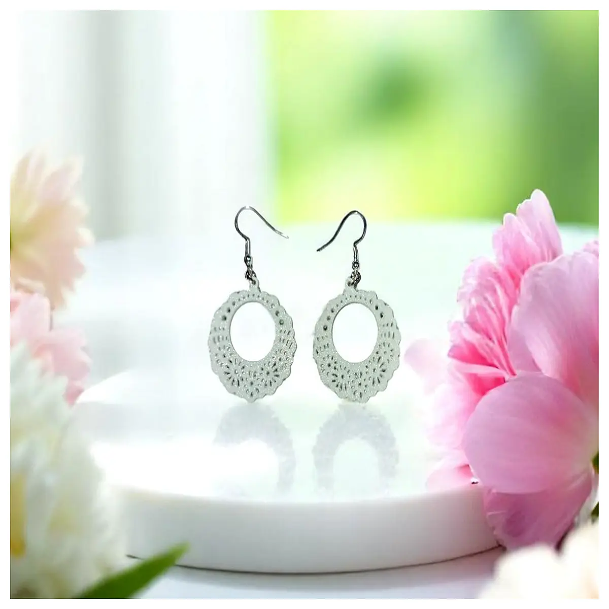 Floral Hoop Earrings Women s Decorative Round Stud Earrings Elegant Flower Accessories Graceful Earring Gift Romantic Present