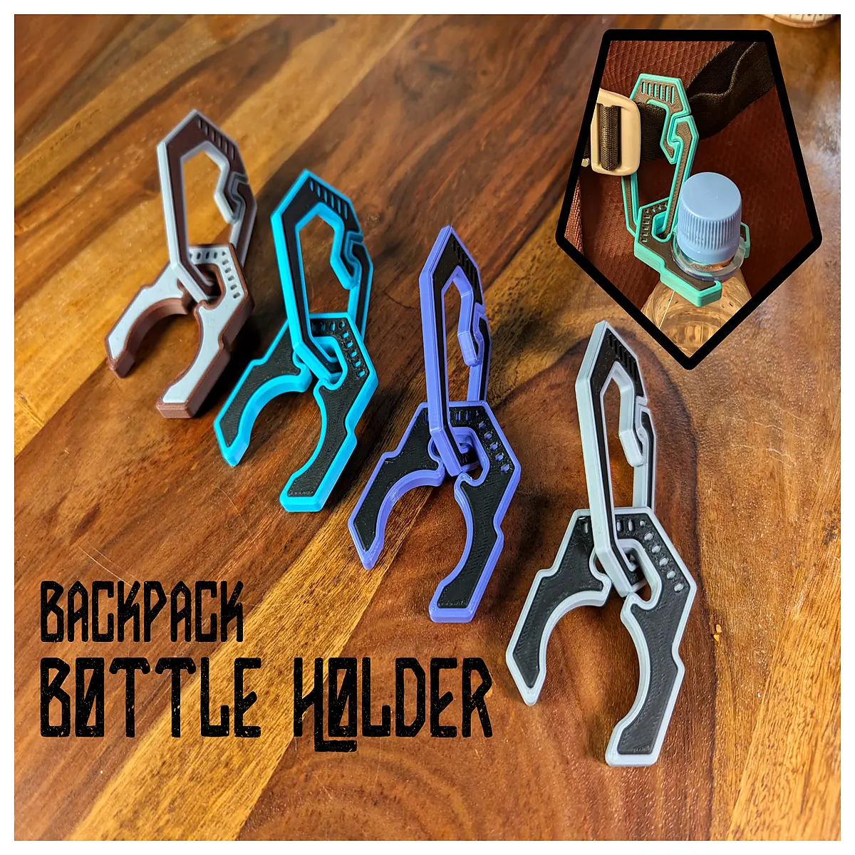 PET Bottle Backpack Holder 3D Print Portable Support Travel Outdoor Water Bottle Holder DIY Accessory