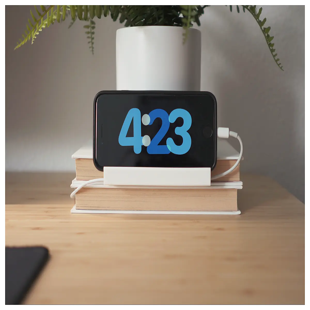 stackable bookend phone holder desk organizer for reading books and mobile device storage