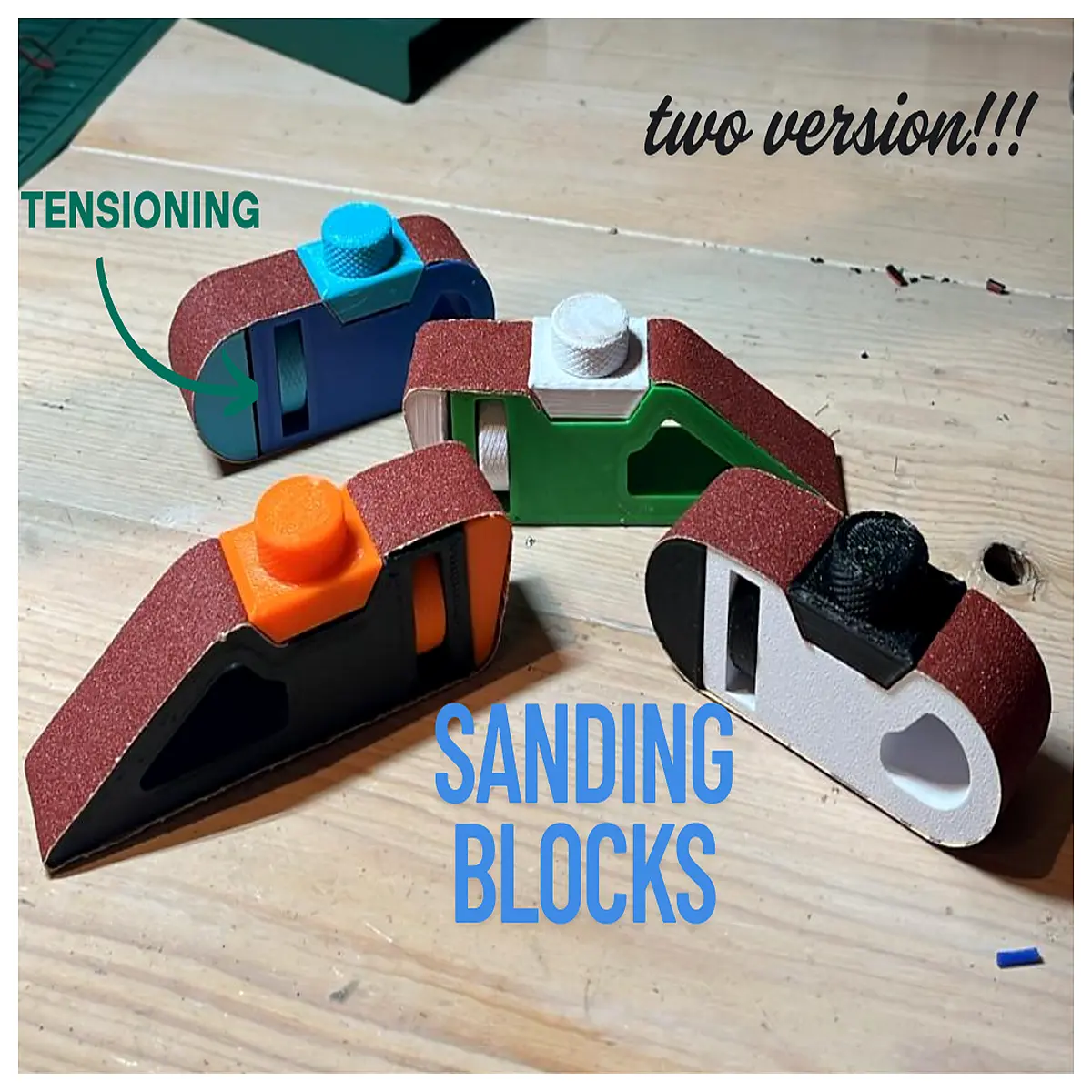 duty sanding block tensioner system for belt sander pneumatic holding fixture industrial woodworking clamps abrasive paper gripping mechanism