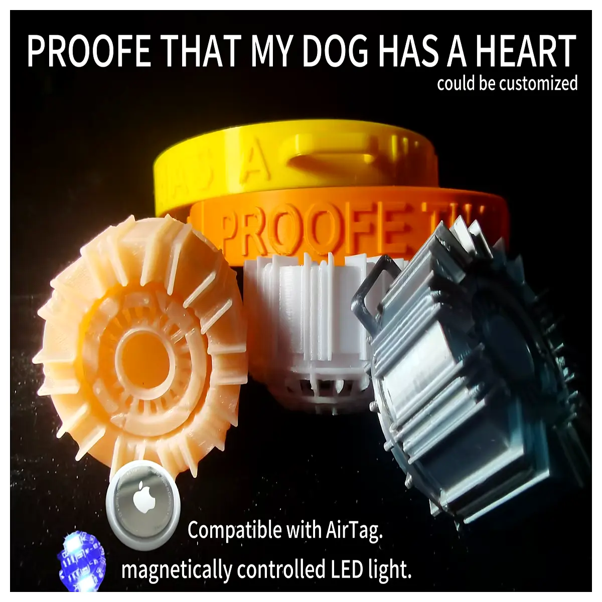 Intricate Dog Lost Pet Night Collar Compatible Ark Reactor Design Magnetic Switch 3 Layer Structure with Connectors Pet Safety