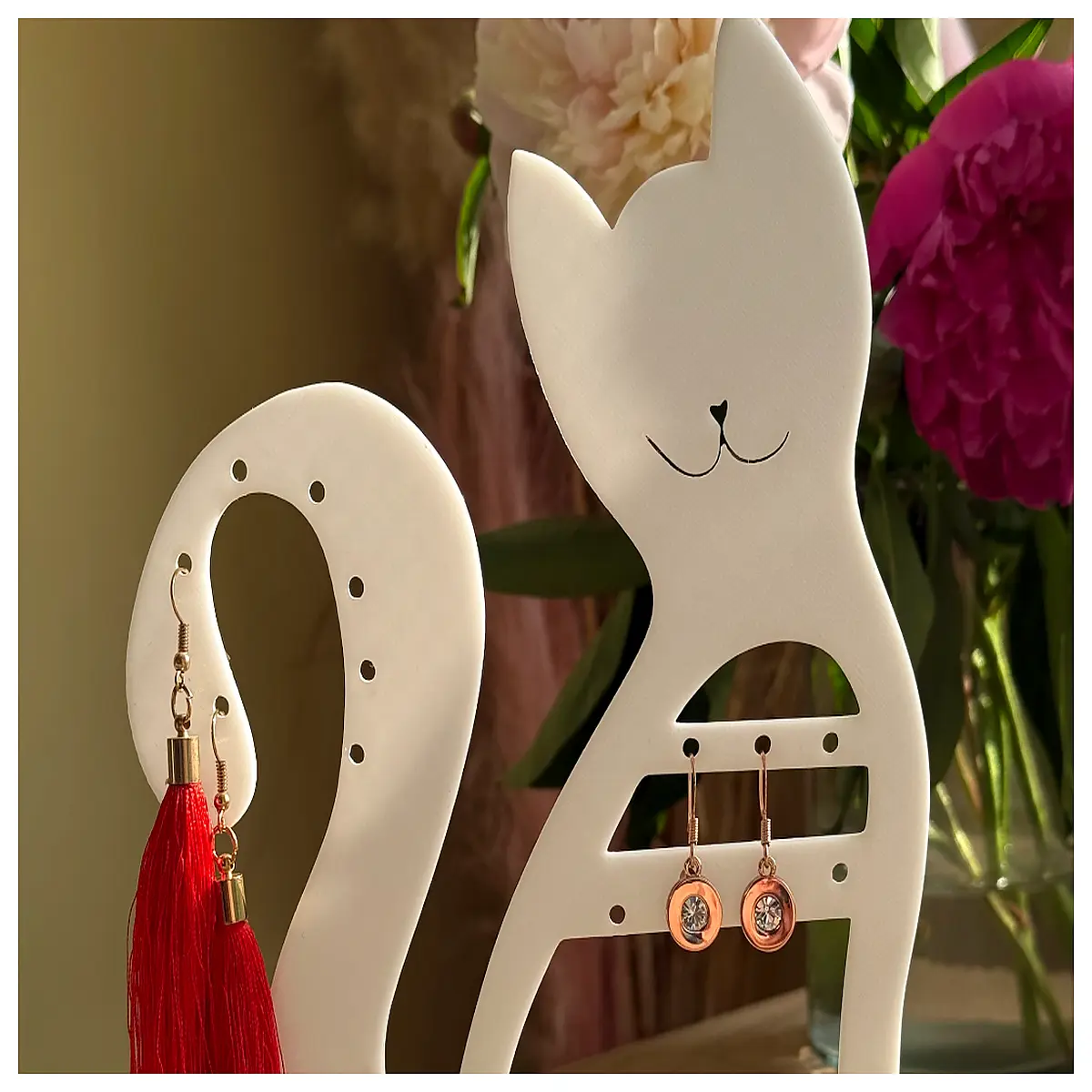 cat ear stud organizer holder for jewelry storage rack