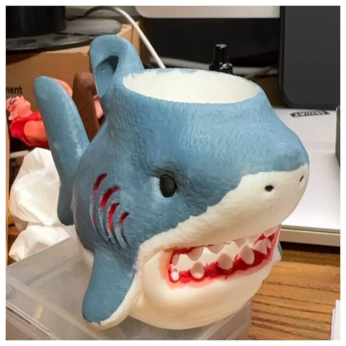 shark shaped desk organizer pen holder for office supplies cute stationery storage