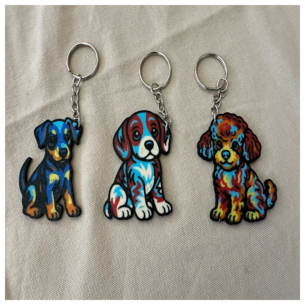 Poodle Beagle Doberman Puppy Charm Keychain Cute Pet Accessory Dog Lovers