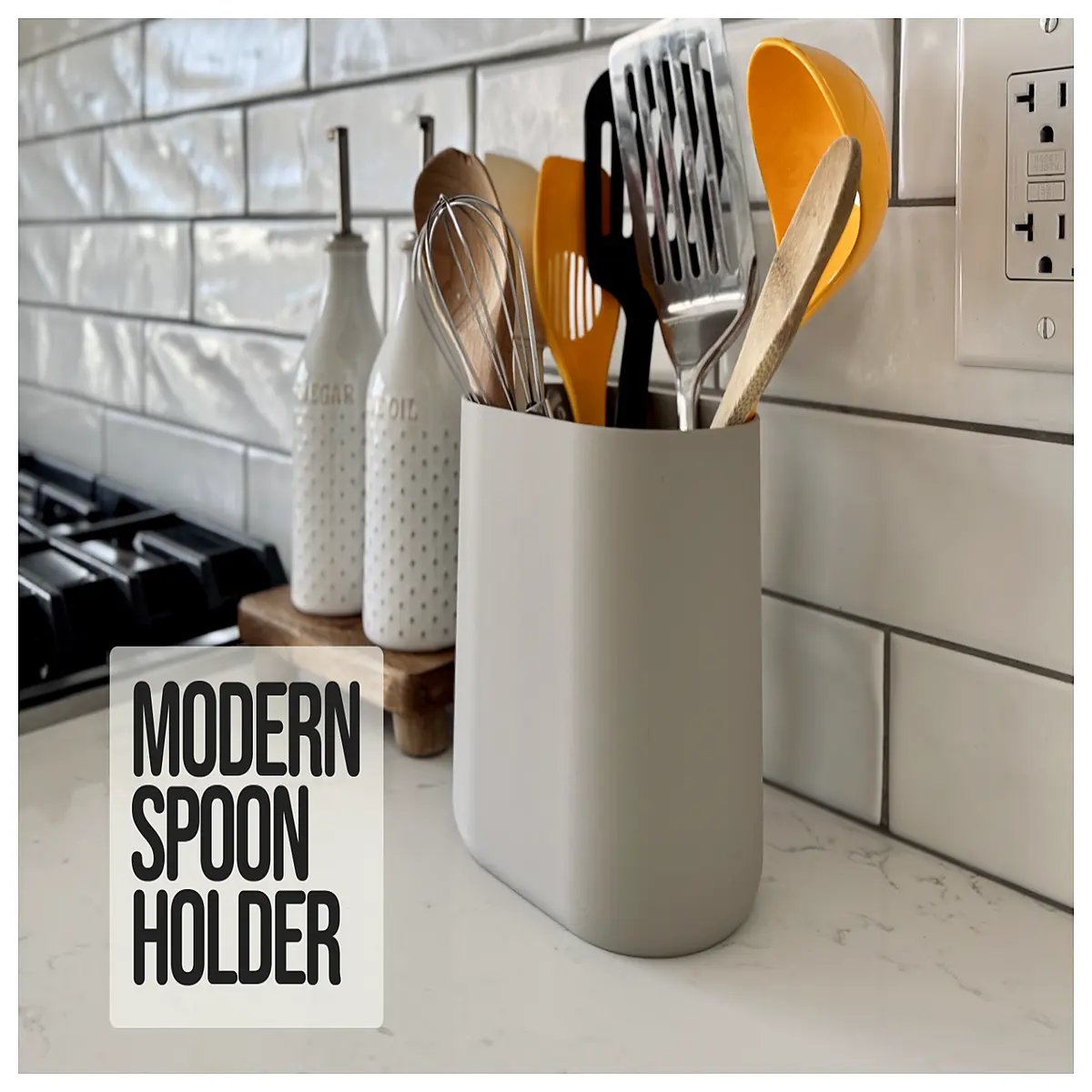 modern kitchen utensil holder rack organizer for spoons ladles spatulas countertop storage