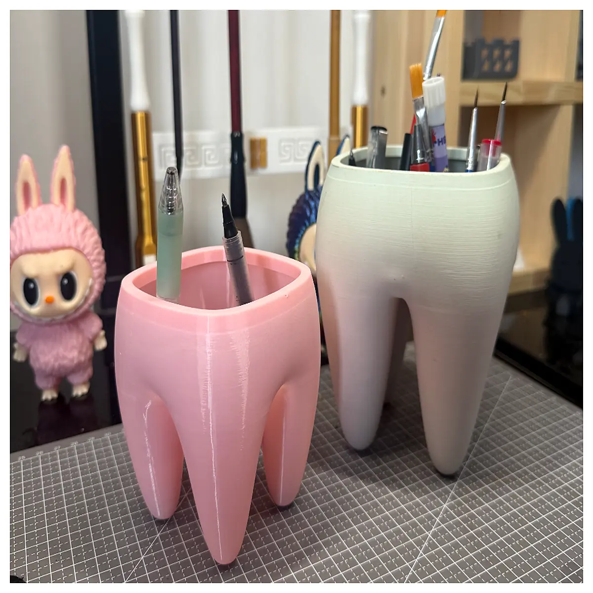 funny tooth shaped desk organizer pen holder cute cartoon dental office supplies storage box for stationery