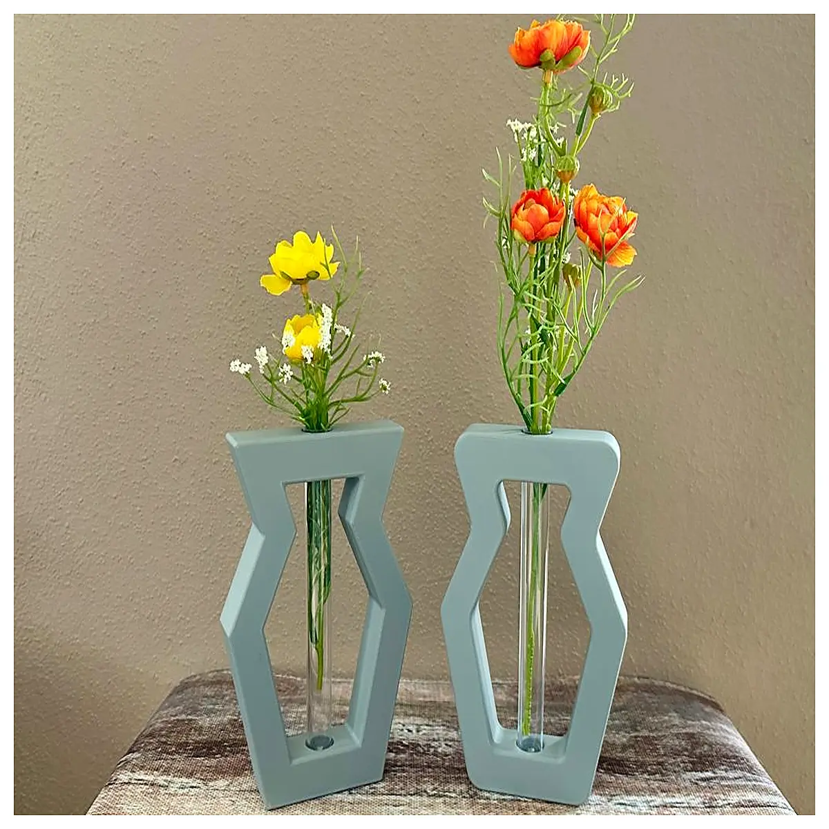 Test Tube Vase Angled Rounded Frame Modern Home Decor Creative Floral Arrangement Art Piece Ceramic Vase