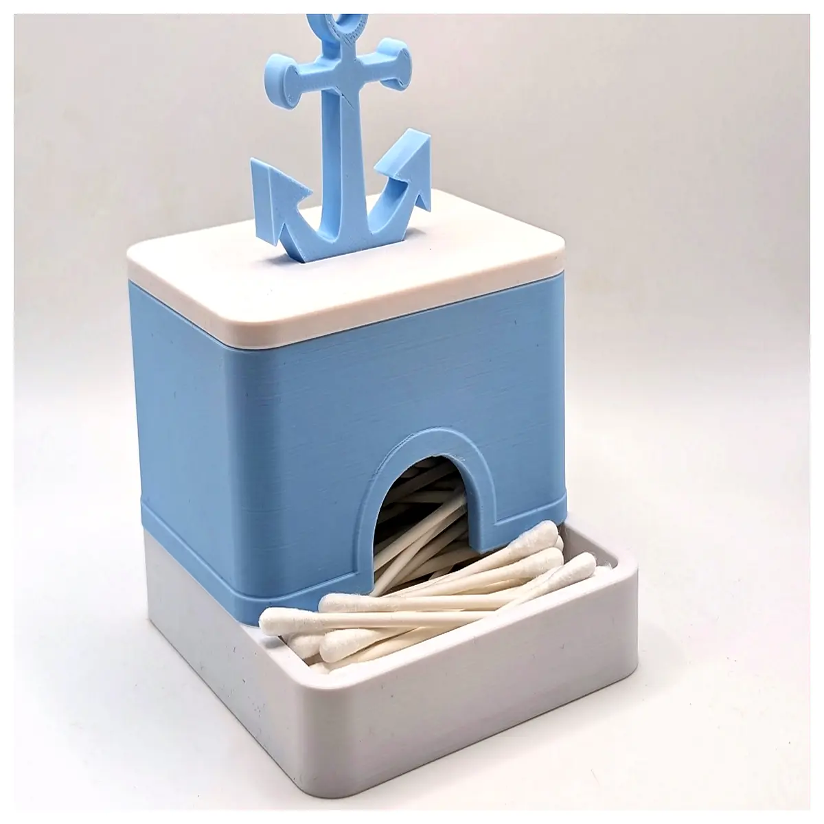 nautical cotton swab dispenser holder maritime captain style bathroom counter organizer