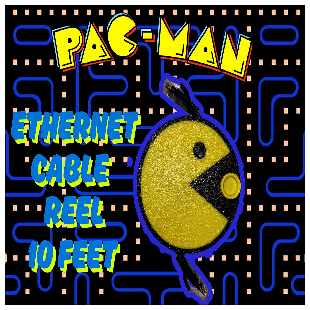pac man retro arcade game cable spool 10ft vintage gaming wire reel for cosplay props and party decor