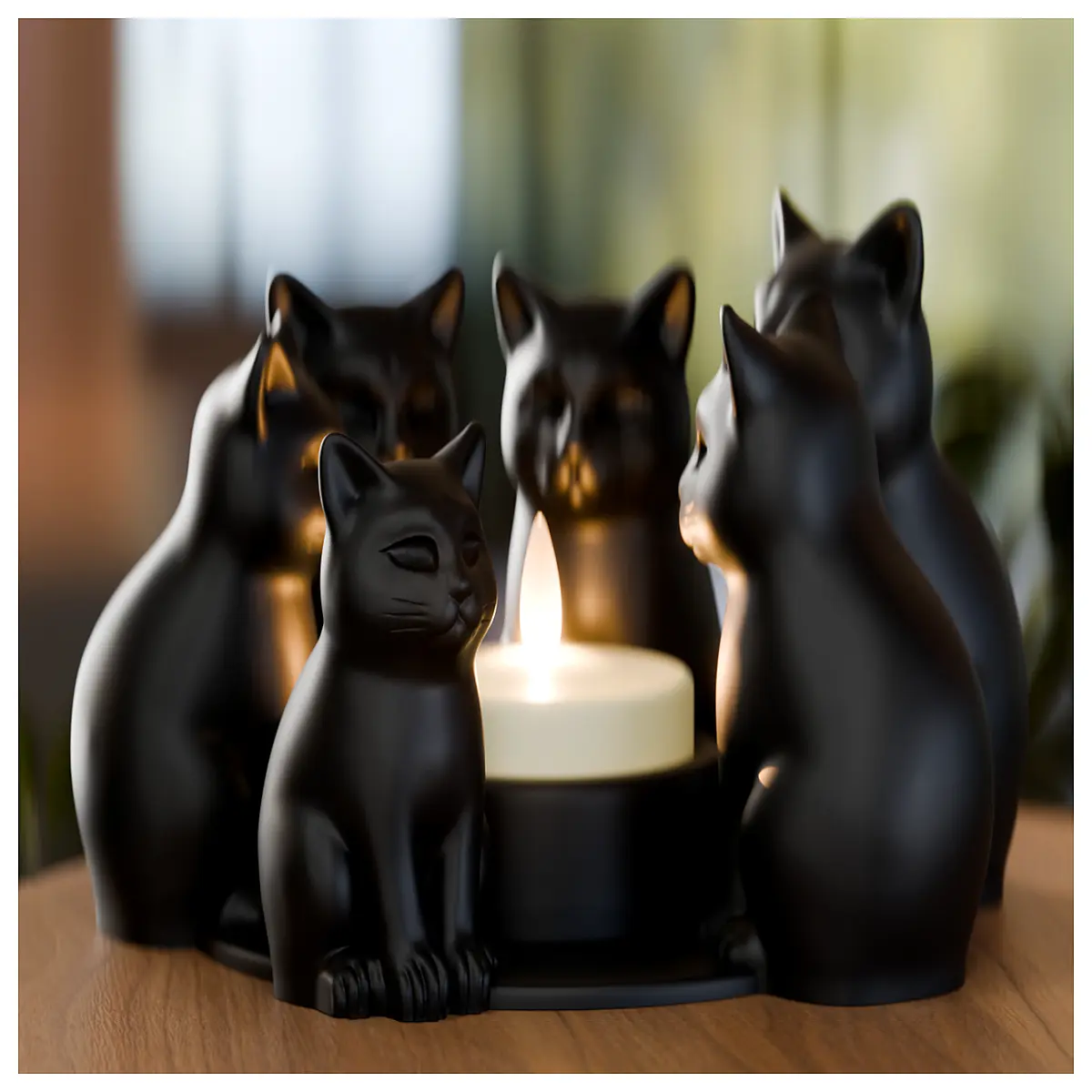 cat shaped ring candle holder cozy home decor ambient lighting romantic dinner table centerpieces
