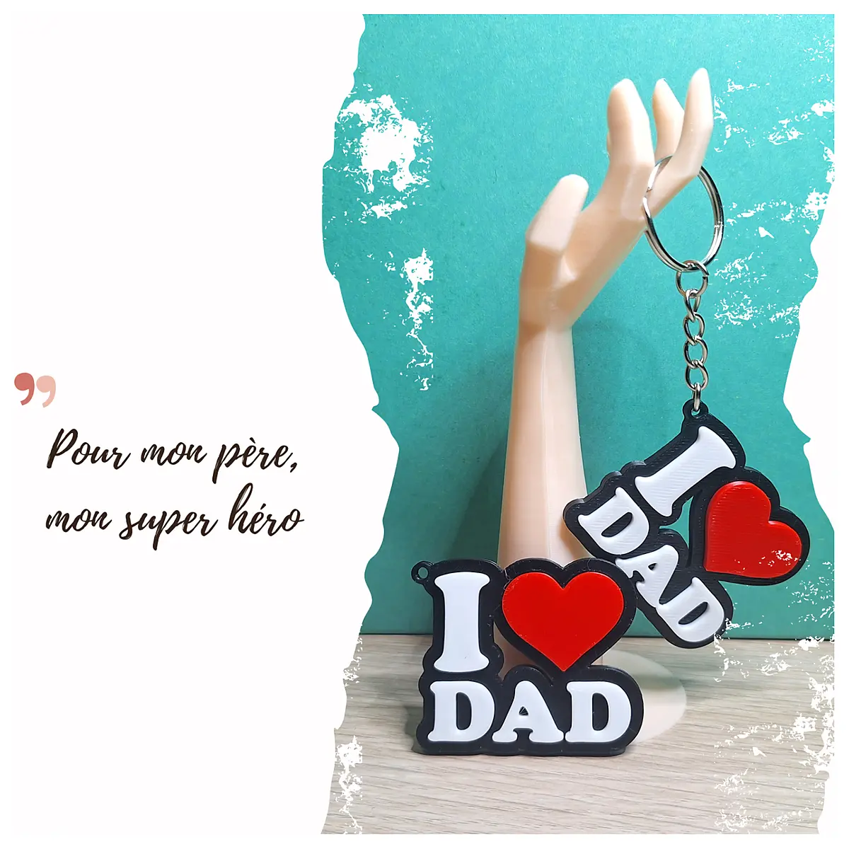 Keychain I Love Dad Keyring Charm Car Accessories Key Chain Decoration Gift Idea