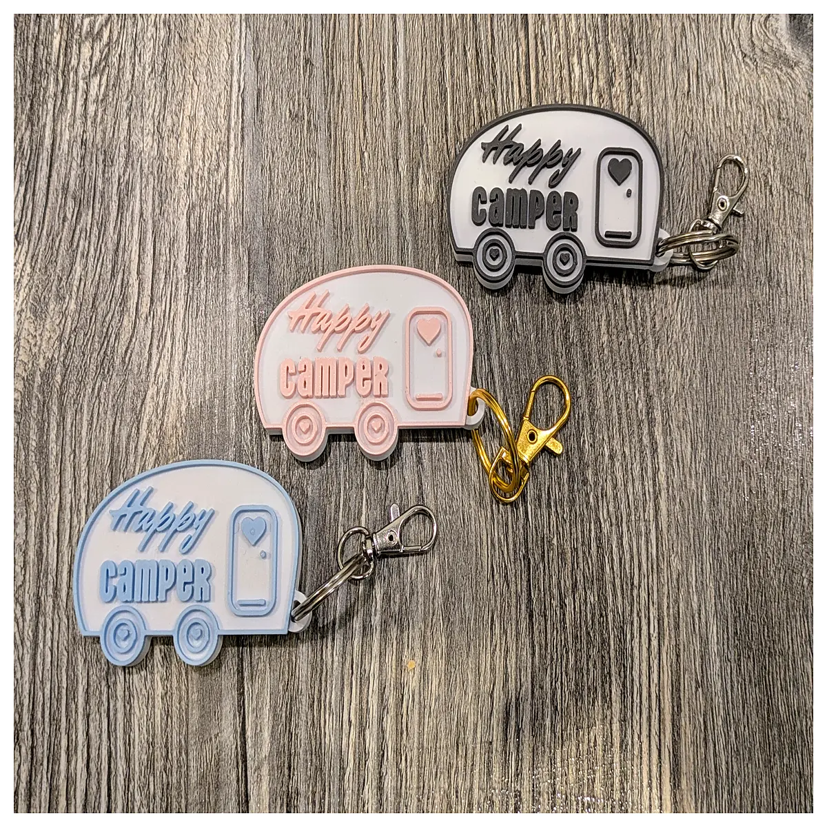 Camping Keychain Retro RV Ornament Car Keyring Decor Happy Camping RV Accessories Auto Decoration Outdoor Gear
