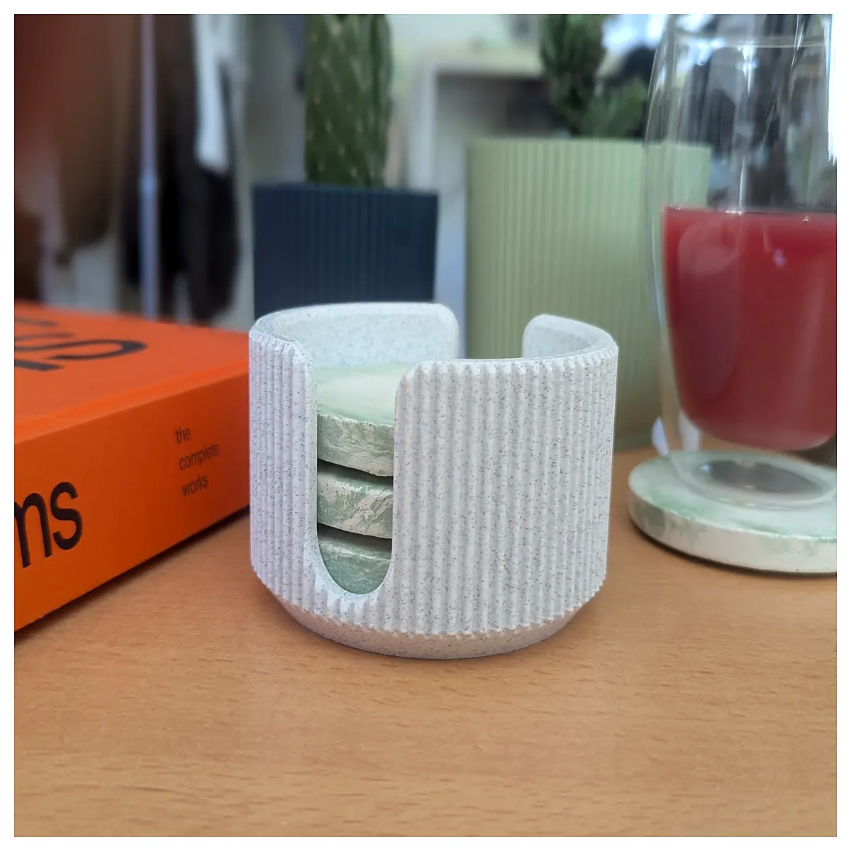 ceramic coaster holder for table decorative cup mat organizer rack modern home decor accessory