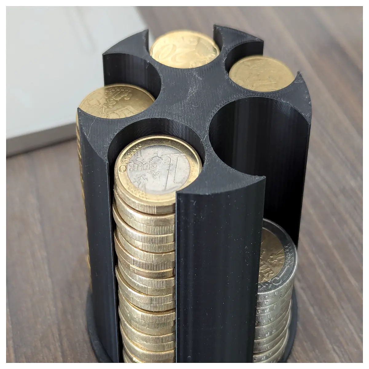 rotating euro coin sorter box organizer with compartments for loose change storage