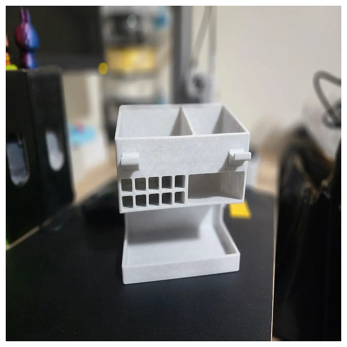 minimalist desk organizer small footprint cable management tray for home office