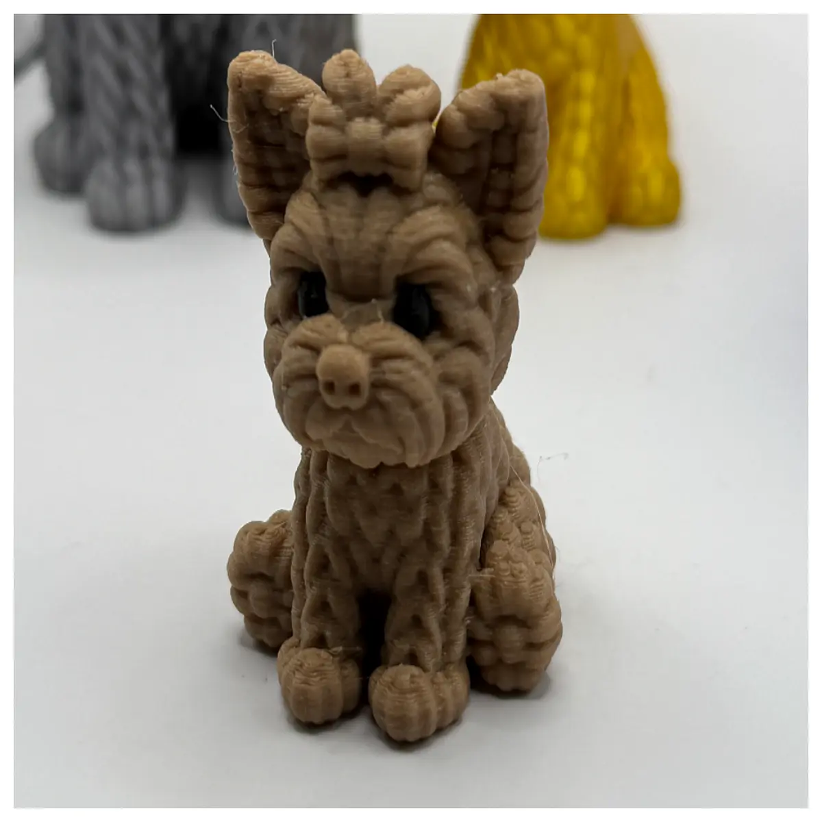 handmade crochet tweed yorkshire terrier dog toy plush pet accessory cute animal figurine