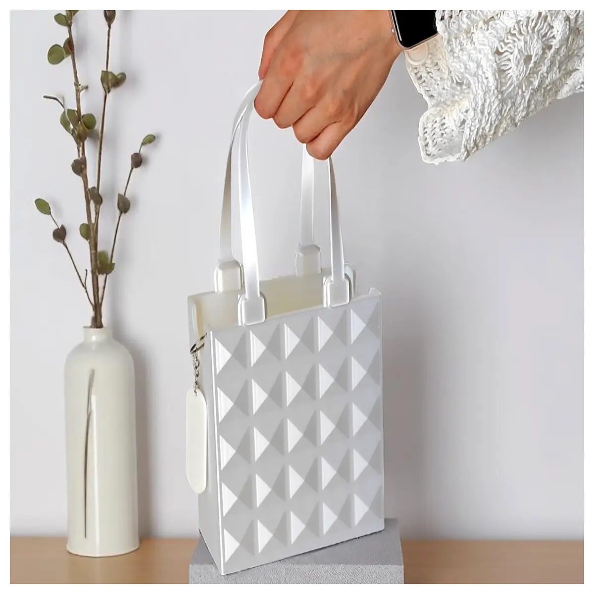 Chain Handbag Carry Handle Chain Detail Tote Bag Elegant Women s Bag Sparkle Accessory