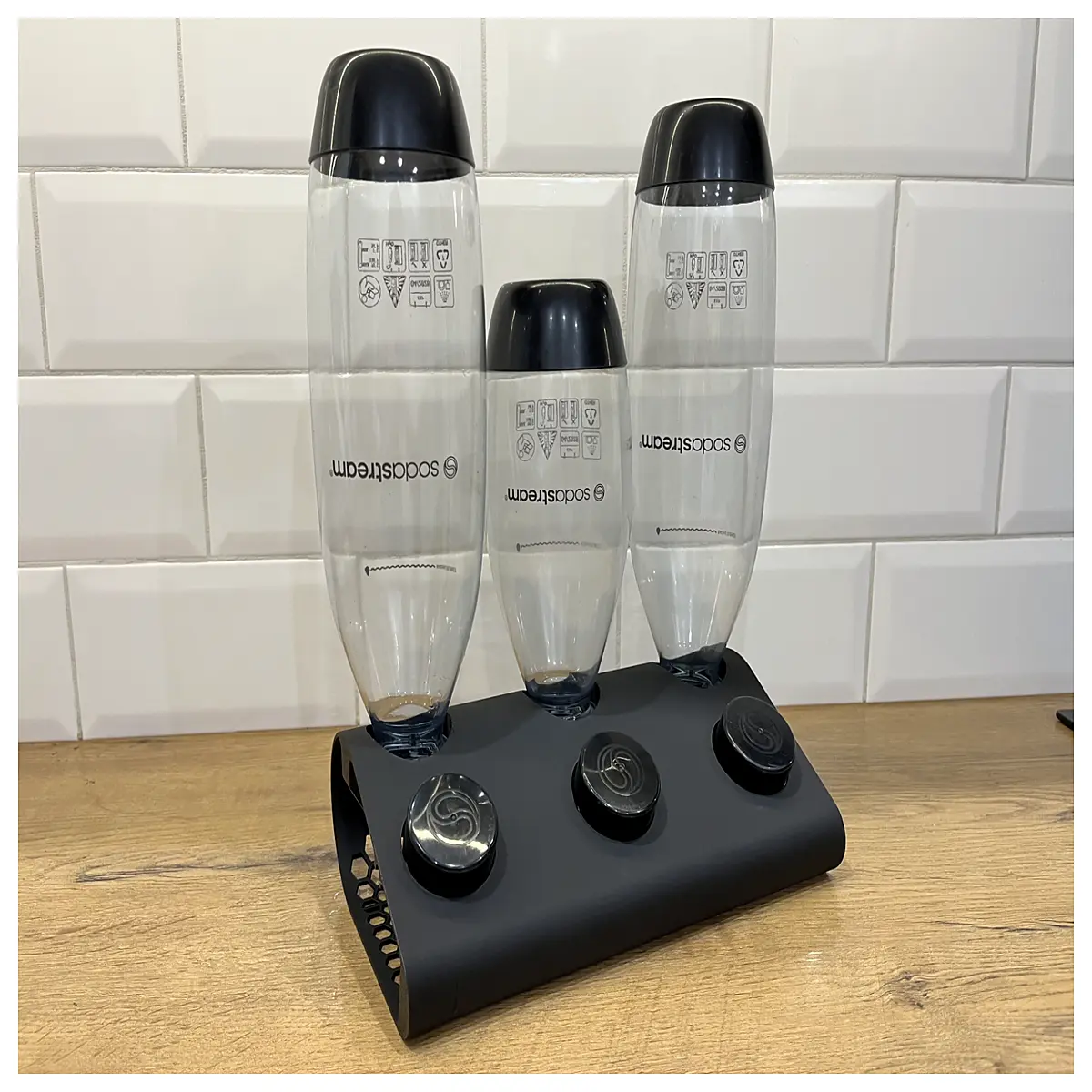 SodaStream 3 Bottle Holder Carbonation System Accessory Soda Stream Bottle Set Quick Carbonation Kitchen Gadget