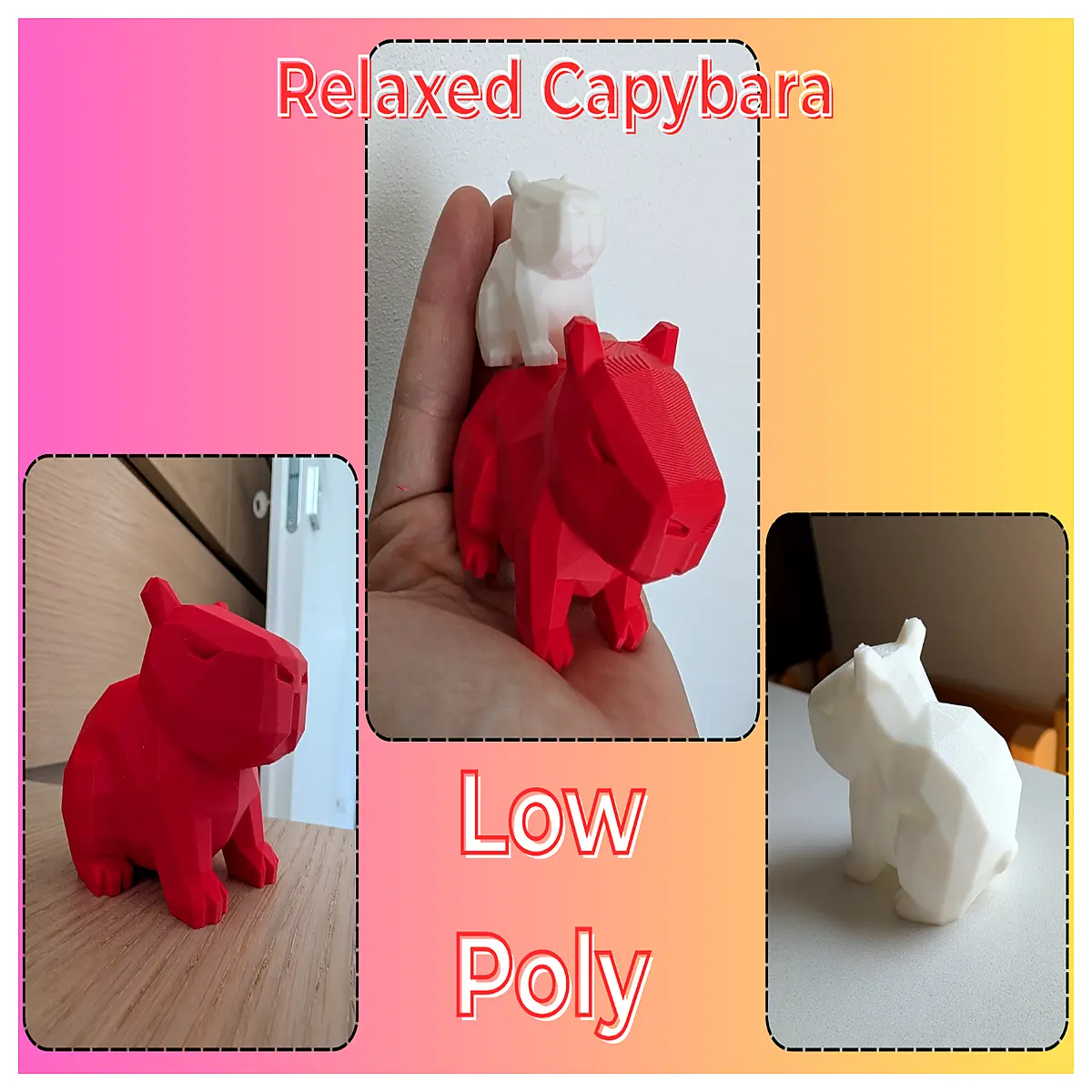 Low Poly Capybara Model 3D Printed Pet Toy Desktop Decoration Anime Accessory Game Props