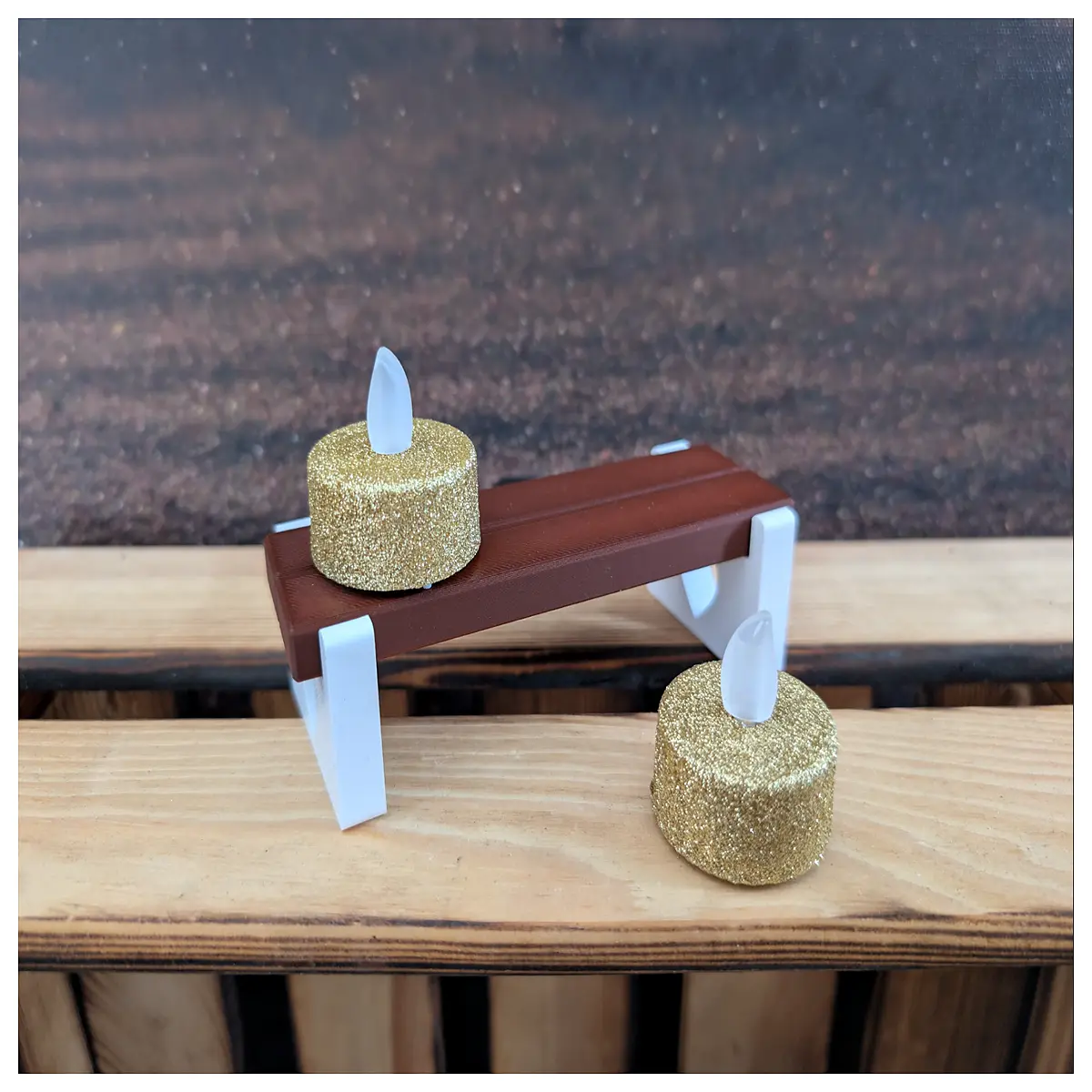miniature picnic bench candle holder tiny wooden garden decor rustic table centerpiece vintage style candlestick for home shelf