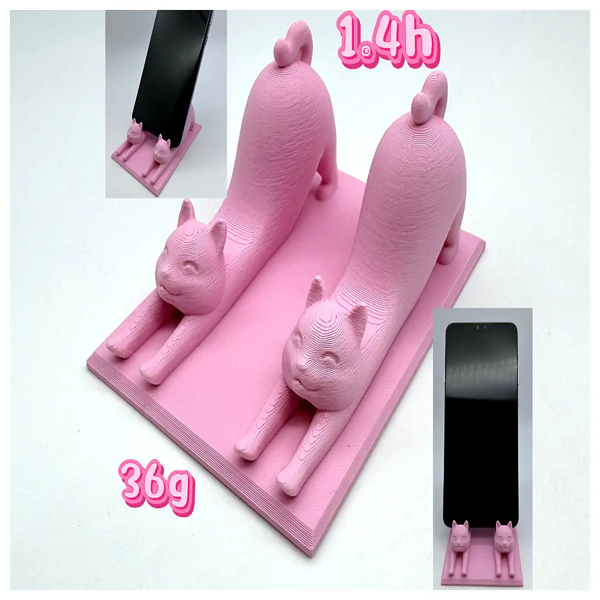 Cute Cat Phone Stand 14h Battery Life 36g Lightweight Desk Phone Stand Car Phone Holder Phone Stand Accessories
