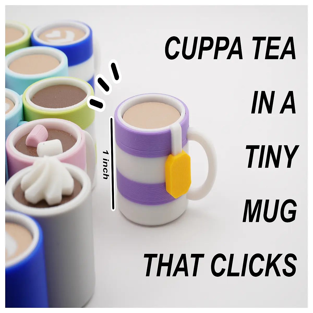 Tea Cup Stress Relief Clicker Silent Fidget Toy for Desk Anxiety Relief Relaxation Stress Buster