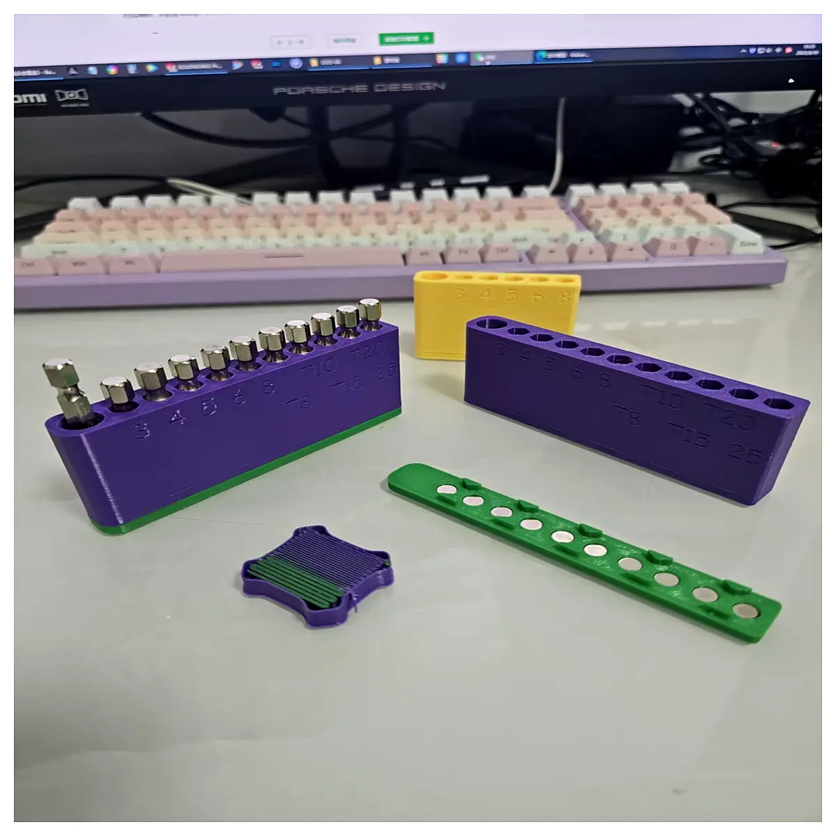 63mm magnetic bit holder organizer rack for screwdriver bits storage case no glue needed