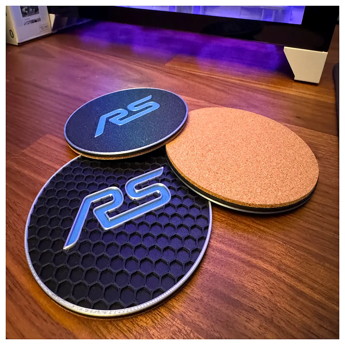RS Coaster Honeycomb Background Car Decoration Mat Accessories Auto Parts
