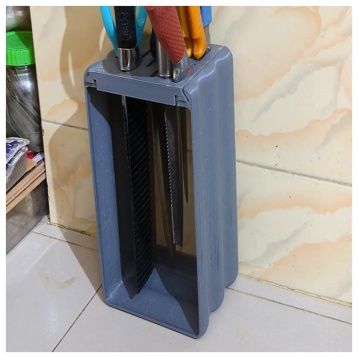 kitchen block organizer magnetic strip holder for counter storage