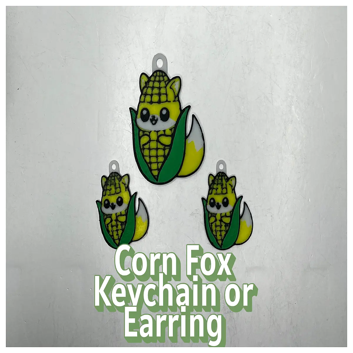 Corn Fox Keychain or Earrings Cute Animal Charm Candy Fox Girlfriend or Best Friend