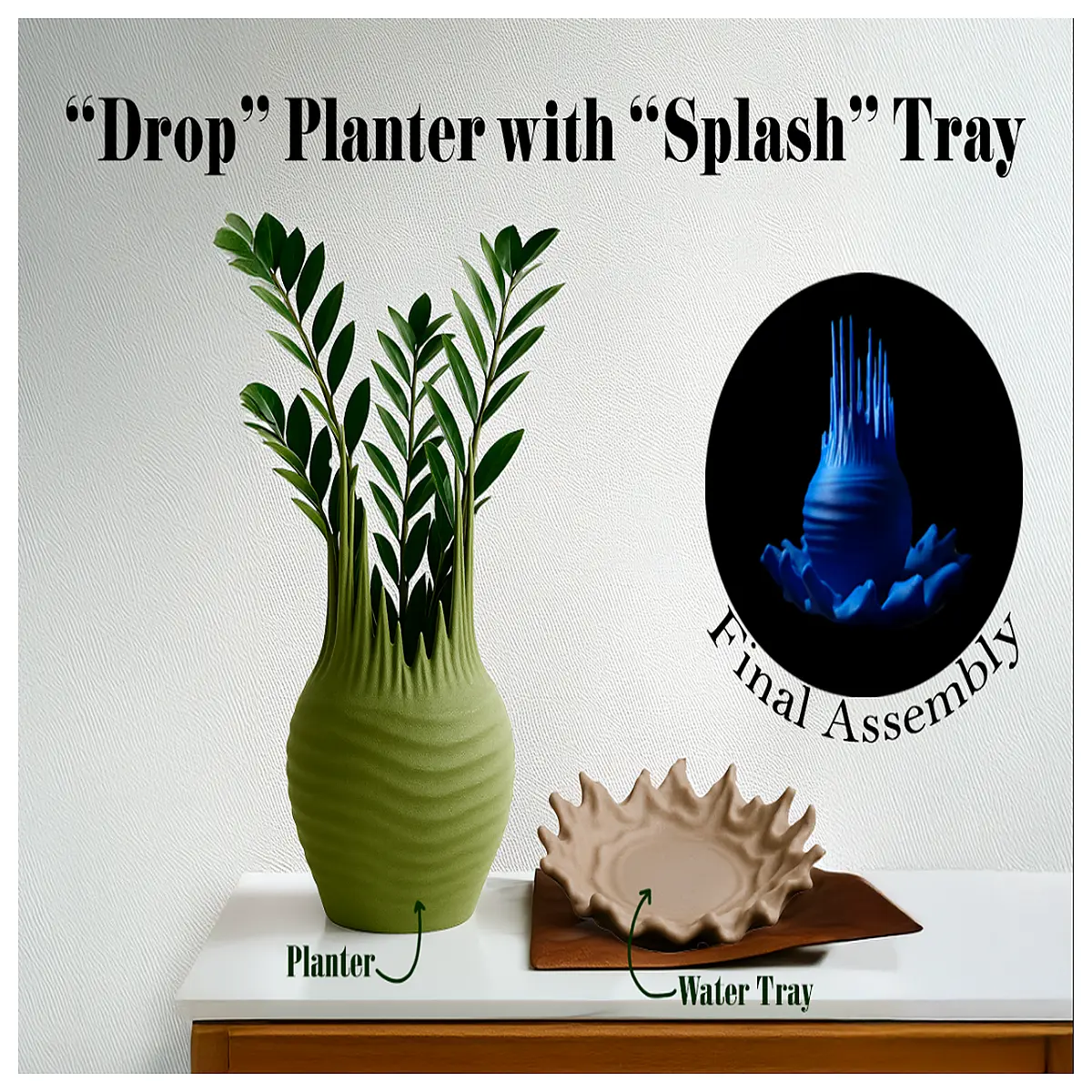 Water Splash Tray Planter Dripping Flower Pot Decorative Flower Vase Creative Flower Arrangement Watering Accessories Pot Planters