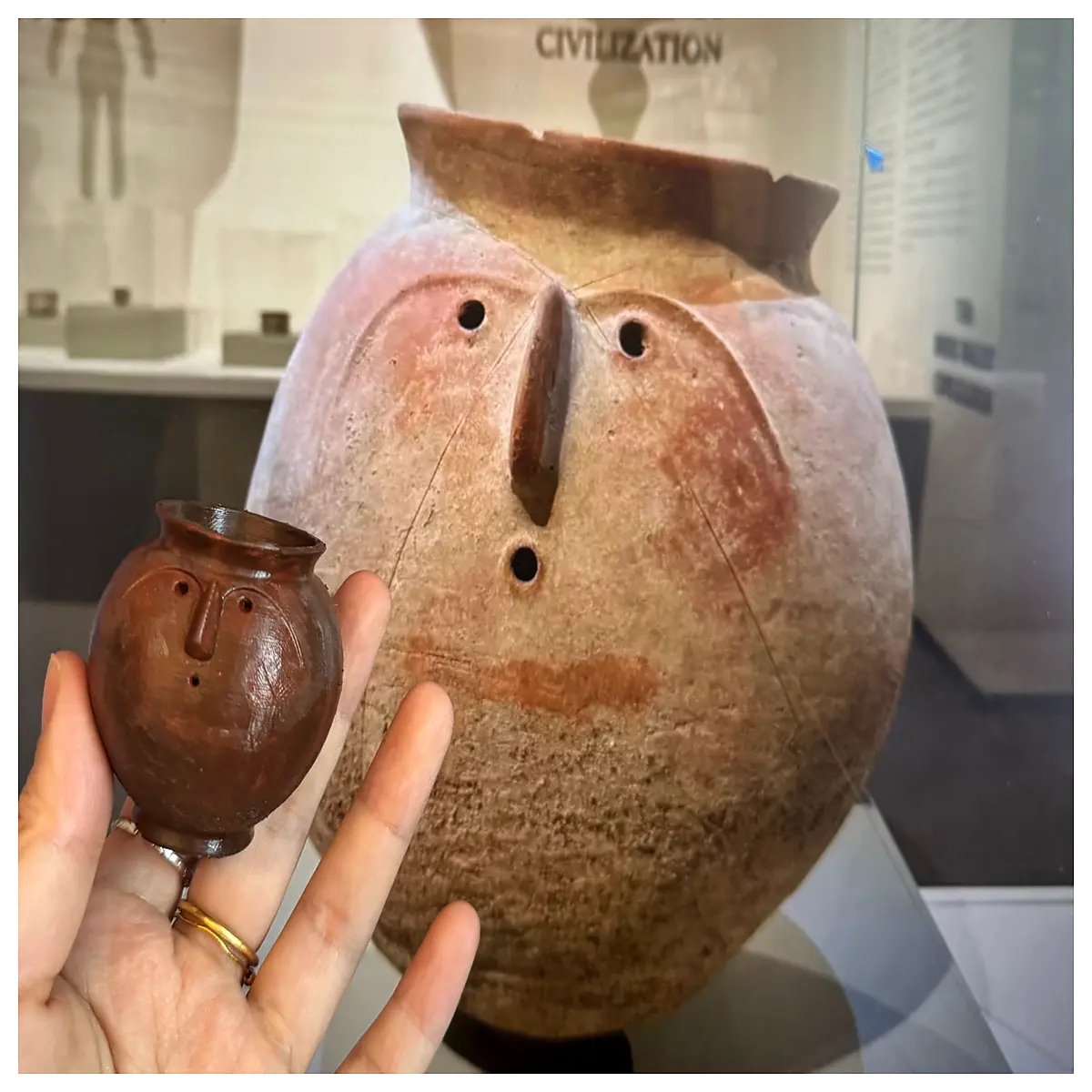 Human Face Clay Pot Terracotta Figurine Ancient Culture Art Decorative Display Piece Collectible