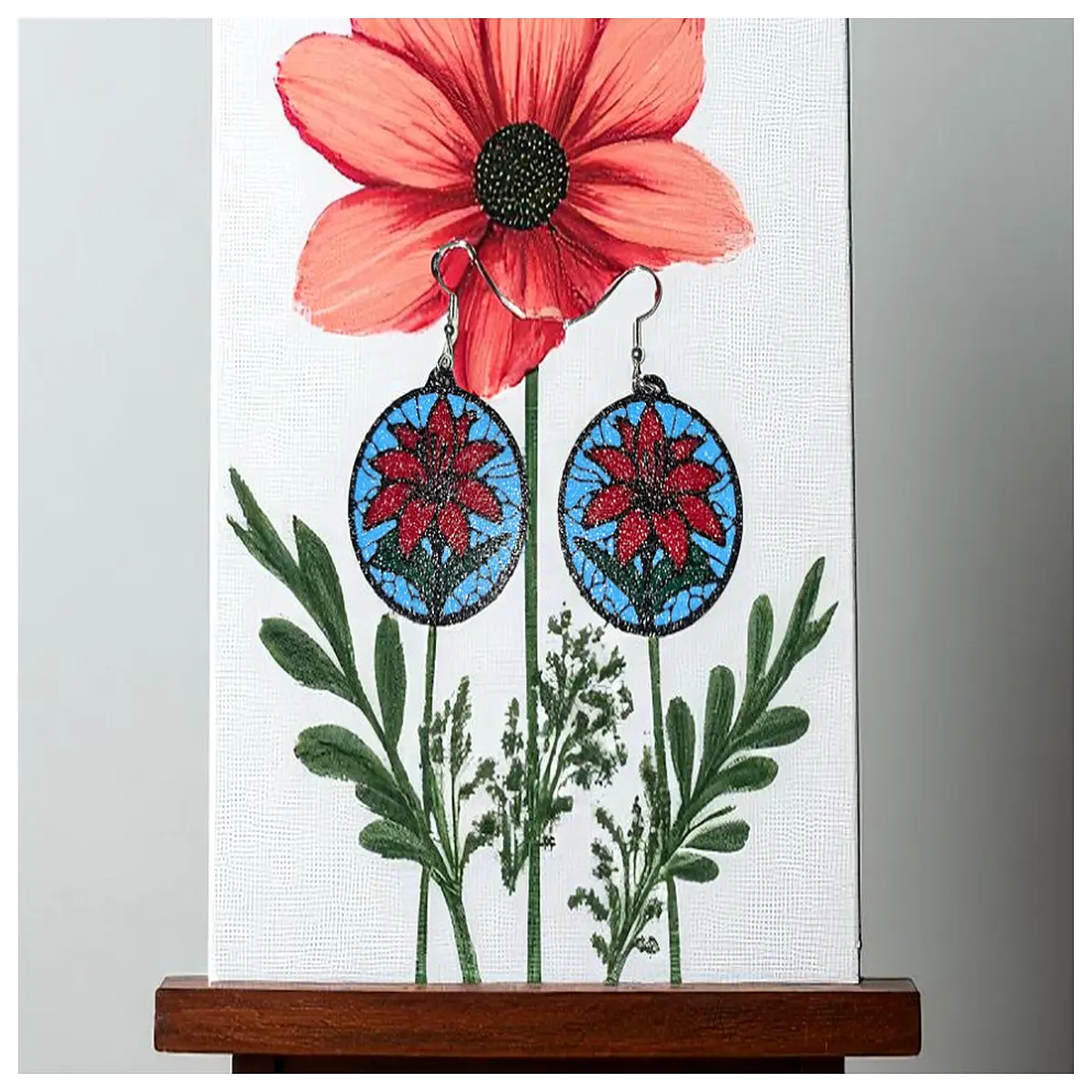 Canvas Flower Earrings Women s Decorative Earrings Boho Style Earring Girlfriend Best Friend