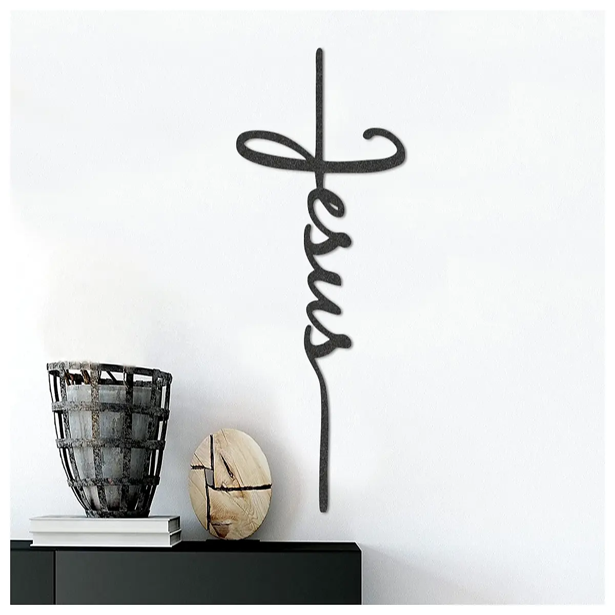 Jesus Cross Vertical Wall Art Sculpture Christian Religious Decor Biblical Artwork Hanging Sculpture Gift Idea Cross Jesus