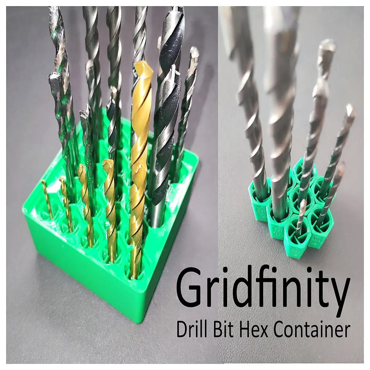 Gridfinity Hex Drill Bit Organizer Box Drill Bit Storage Solution Tool Storage Desk Organizer Space Saving