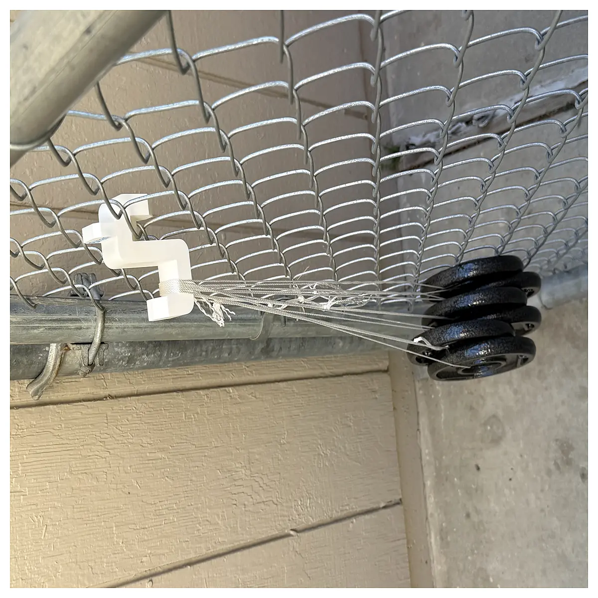 chain link fence bag organizer wall mount duty outdoor storage for garden tools and sports gear