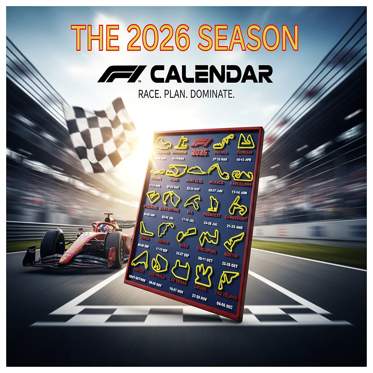2026 F1 Schedule Display 3D Printed Calendar Race Dates Live Updates